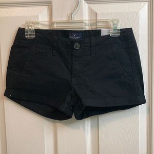 American Eagle Black Twill Shortie Shorts 2